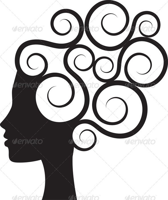 Silhouette Of Woman&rsquo;s Pro With Curly Hairvector Illustration