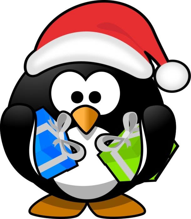 penguin with gifts as a graphic image