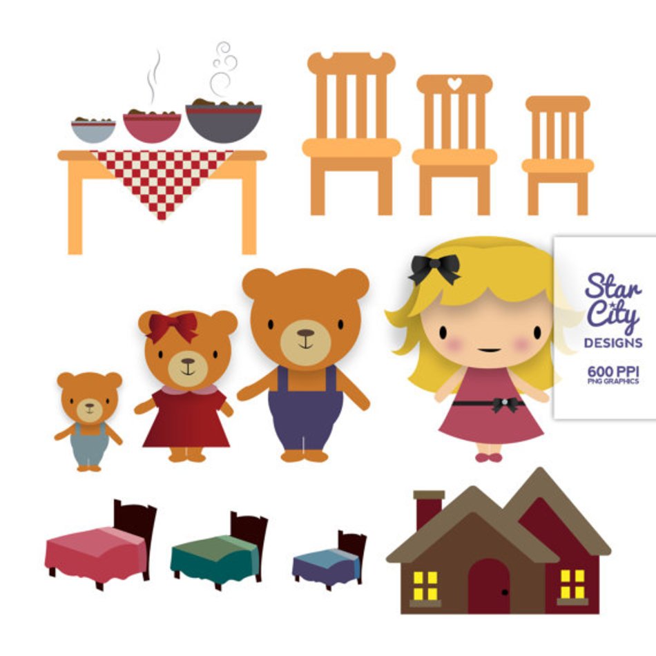 Goldilocks And The Three Bears Vector Art Graphics