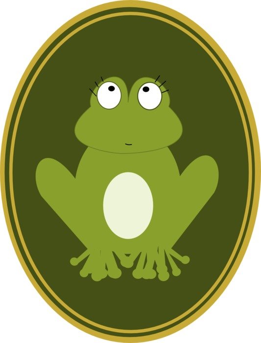 frog symbol on a green oval