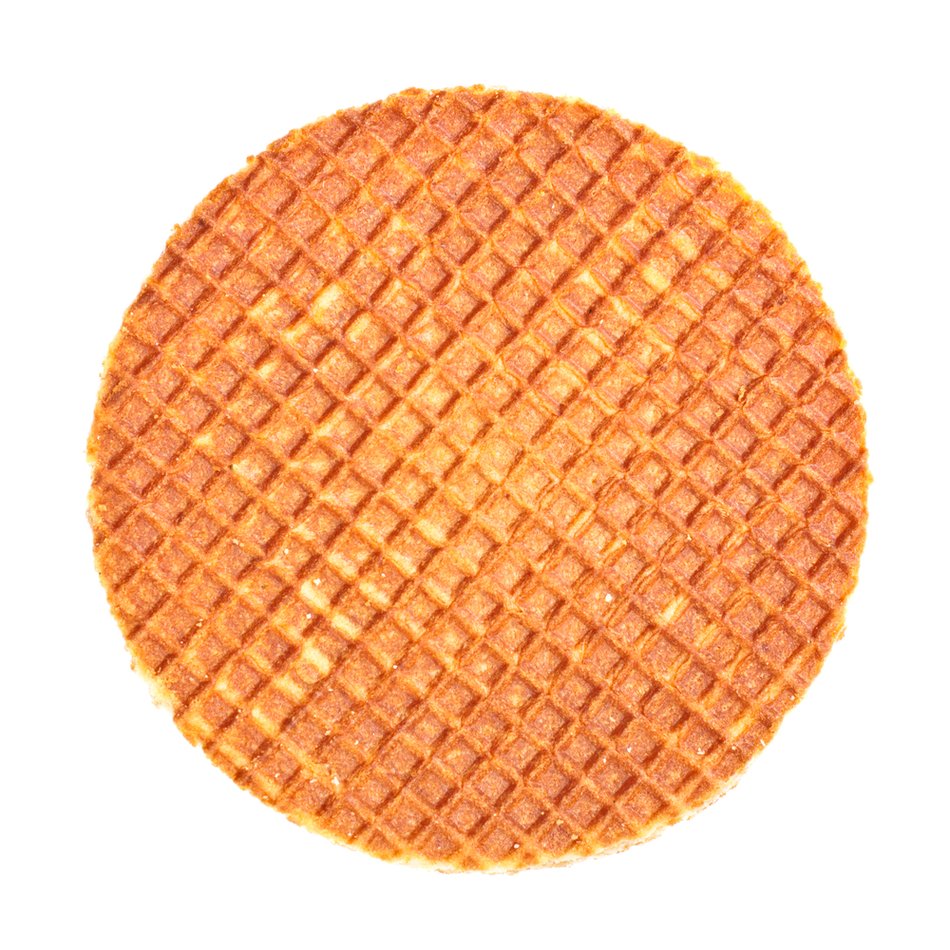 round waffle on a white background