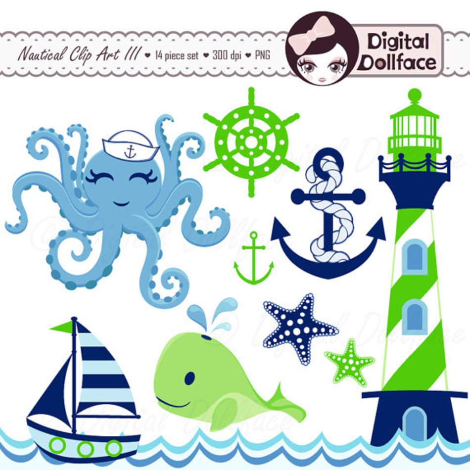 Nautical Baby Boy Whale Octopus Anchor