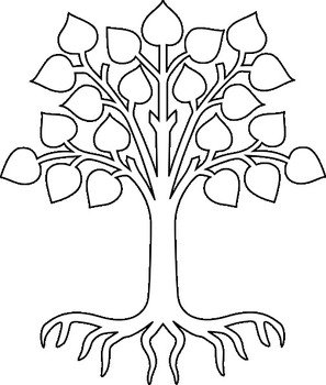Simple Tree Outline With Roots Roots white