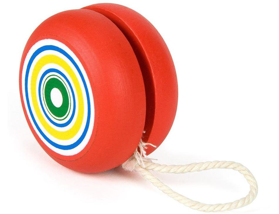 round children's toy with thread