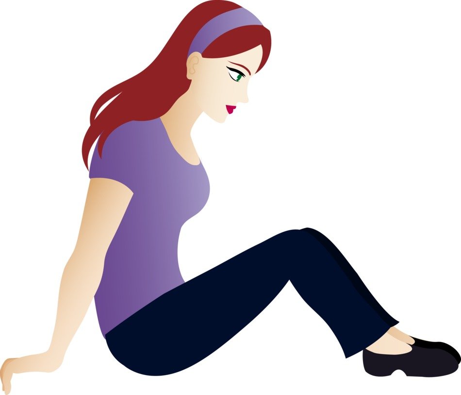 seated broun hair woman image