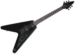 black bass guitar on a white background