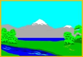 lake at the foot of a mountain range as a picturesque picture