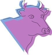 Head Stylized Blue Purple Cow Style Art Animal N2