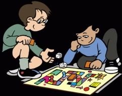 children play a board game as clipart