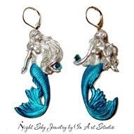 Mermaid Earrings In Silver And Blue Jewelry With Swarvoski