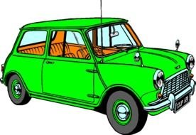 old green Auto, Coche Mini Cooper