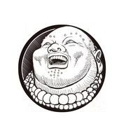 laughing Fat Buddha, round drawing