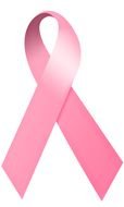 pink cancer ribbon on a white