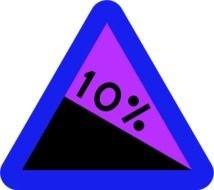 Road Sign Showing A Ten Percent Downward Slope Vector