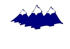 white peaks of blue mountains as a graphic image