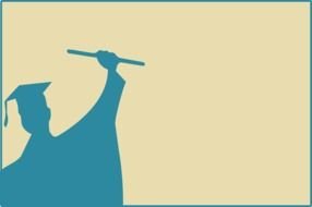 blue silhouette of a graduate as a picture for clipart