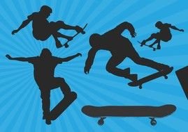 black silhouettes of skateboarders as a graphic illustration