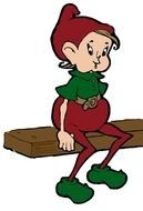 clipart of the elf is sitting on a wood