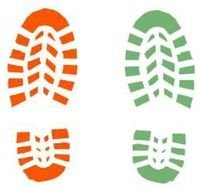 clipart of the orange and green shoe print