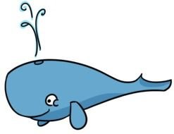 blue whale drawing with fountain backgrounds