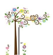 Custom Spiral Branch Tree With Cute Owls Pattern By Beautifulwalls $