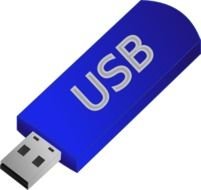 blue flash drive on a white background