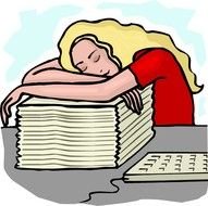 Clipart of woman sleeping at work