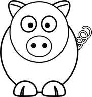 Front On Picture Of A Cute Pig With Curly Tail And Round Snout