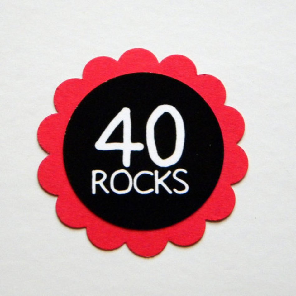 40th Birthday Favor Tags 40 Rocks Set Of 12 Red And Black By Caras