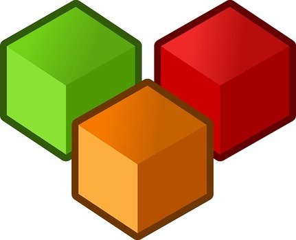 Cubes Three Objects Red Orange Green Shapes clipart