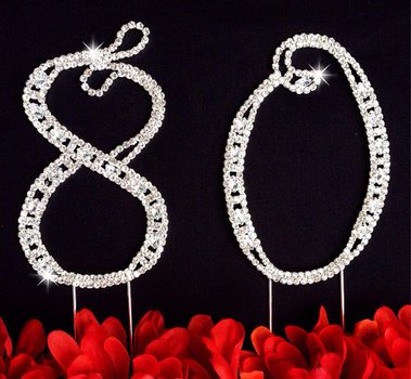 80th Birthday Wedding Anniversary Number Cake Topper Large Rhinestone