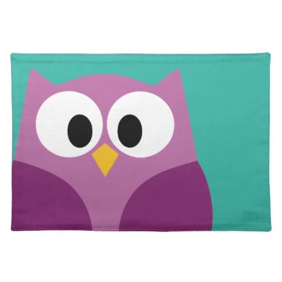Cute Owl Cartoon On Bright Colours Placemats