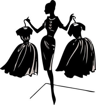 Clipart of silhouette of young fashion woman