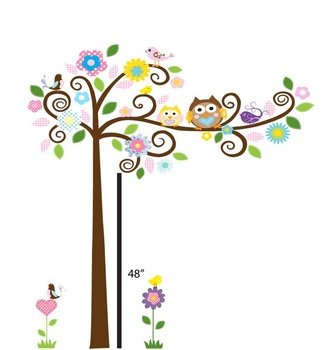 Custom Spiral Branch Tree With Cute Owls Pattern By Beautifulwalls $