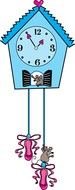 blue cartoon clock with mice