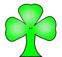 drawing of a green leaf of clover on a white background