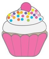 Cupcake with colorful topping, drawing