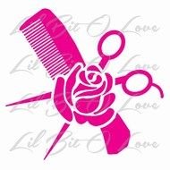 Hair Stylist Comb Scissors And Rose Vinyl Decal Cosmetology Sticker