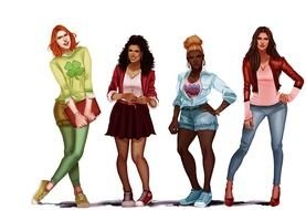 cartoon young women