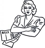 retro image of a girl with bills in her hands