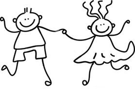 happy kids as graphic sketches