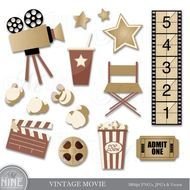 Cinema Theater Hollywood Theme Vector Art Icons Graphics