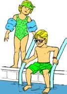 drawing of children in the pool