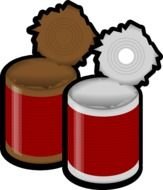 Two Food Open Cartoon Metal Can Container Tin