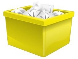 painted yellow container with paper