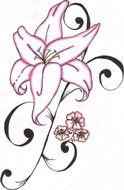 pink lily tattoo