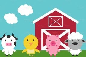 Cartoon animals on the farm clipart