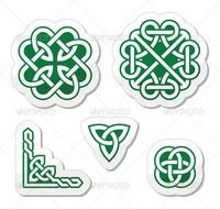 Celtic Green Knots Patterns Vector Religion Conceptual