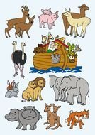 painted animals and Noah's ark