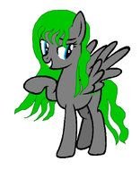 gray pony with green mane